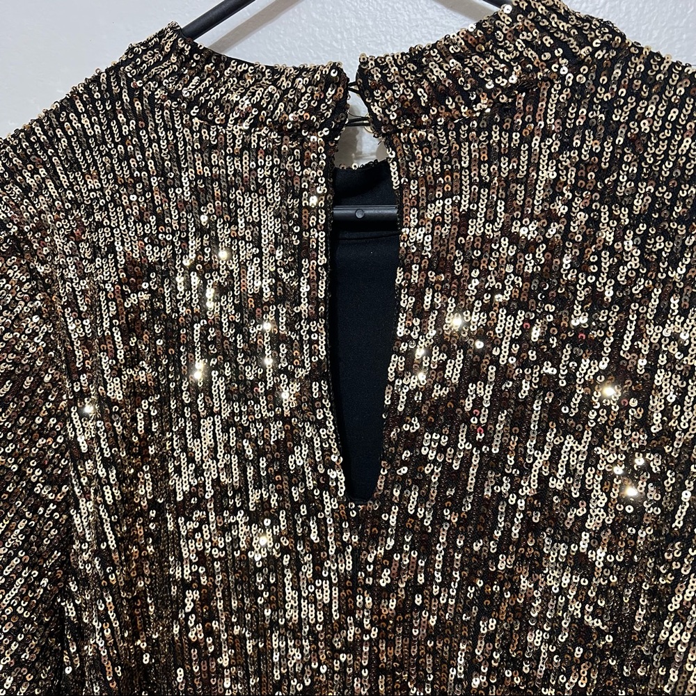 Eloquii Mock Neck Sequin Dress With Puff Sleeve - Picture 3 of 7